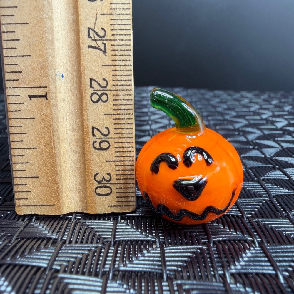 Venetian Glass Miniature Pumpkin Jack O Lantern Halloween Decor Set of 3 VTG - Picture 2 of 11